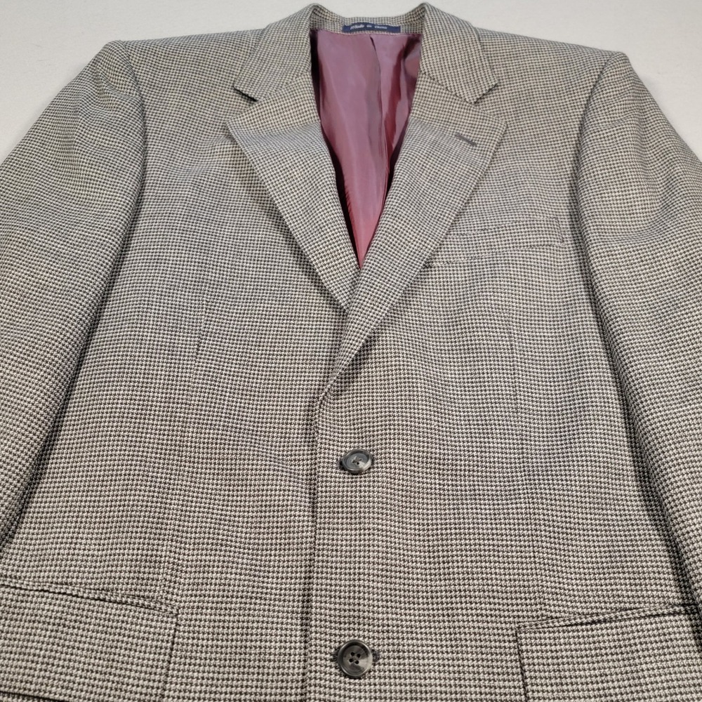 Alan Flusser‎ Houndstooth Blazer 100% Worsted Wool Sport Coat Jacket Size 40R